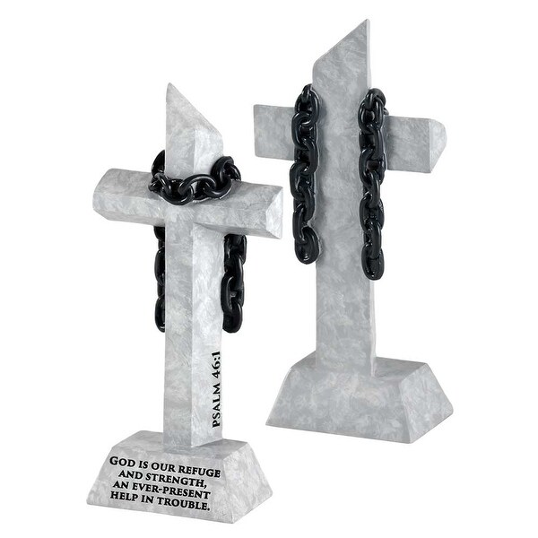 God Is Our Refuge Psalm 46:1 Gray And Black Resin Tabletop Cross 5" x 4" - other-frame-size