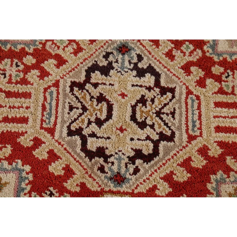 Red Geometric Kazak Oriental Area Rug Handmade Wool Carpet - 3'10"x 6'0"