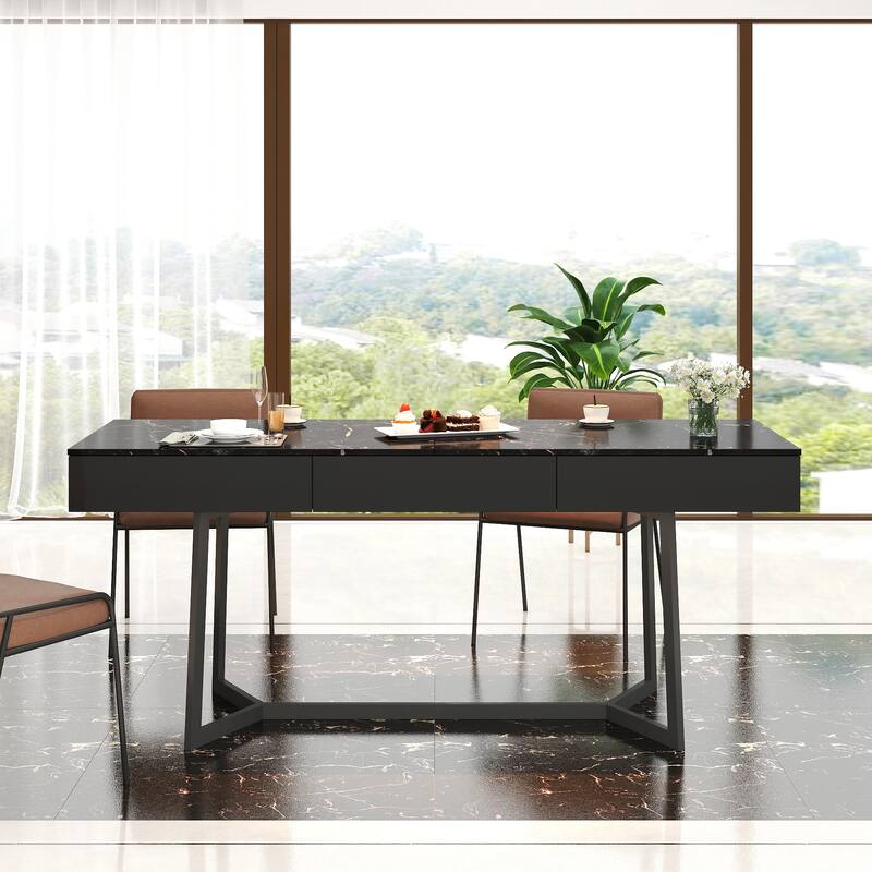 GDF Studio - Hellio Modern Computer Desk with Y-Shaped Metal Legs and Spacious Work Surface - 70.87"