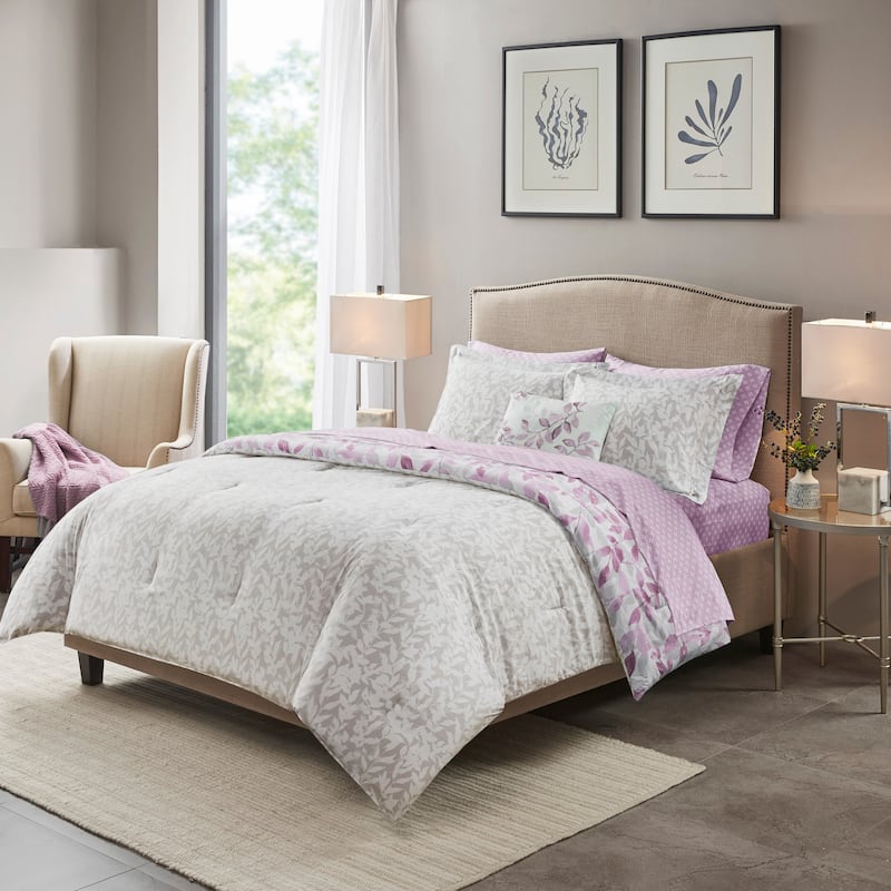 Madison Park Essentials Thelma Reversible Comforter Set with Bed Sheets