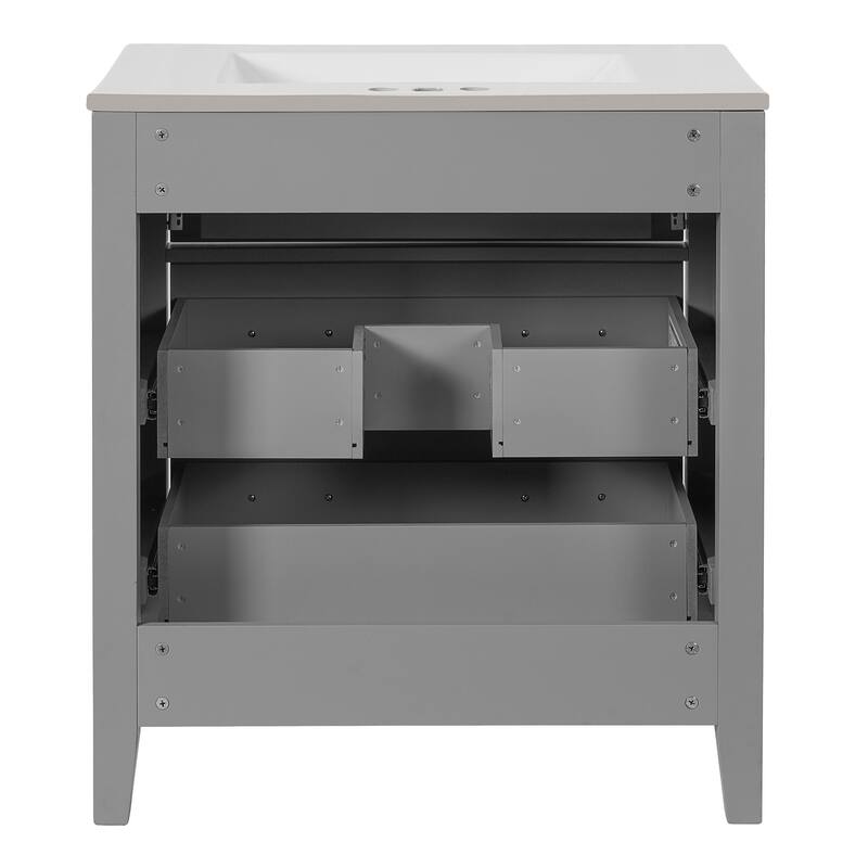 30" Bathroom Vanity with Ceramic Sink Set with 3 Drawers