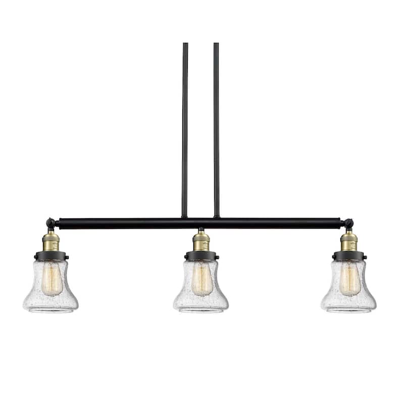 Innovations Lighting Bellmont 3 Light 39" Wide Linear Chandelier - Black / Antique Brass / Seedy