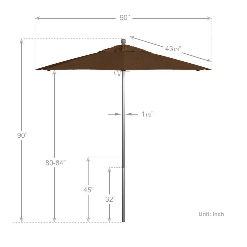 California Umbrella 75' Venture Series Patio Umbrella, Silver Aluminum Pole Fiberglass Ribs Push Lift Sunbrella