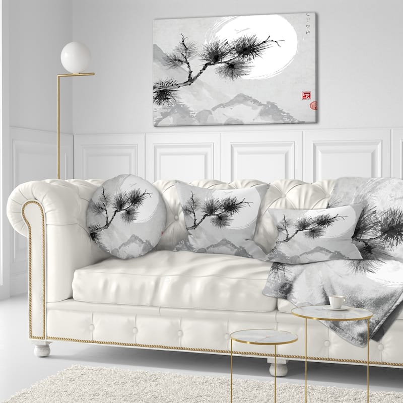 Designart - Pine Tree Branch - Japanese Canvas Art Print - 40 in. wide x 20 in. high
