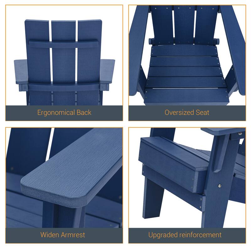 LIVOOSUN Foldable Adirondack Chair,Outdoor Wood-Grain Chair