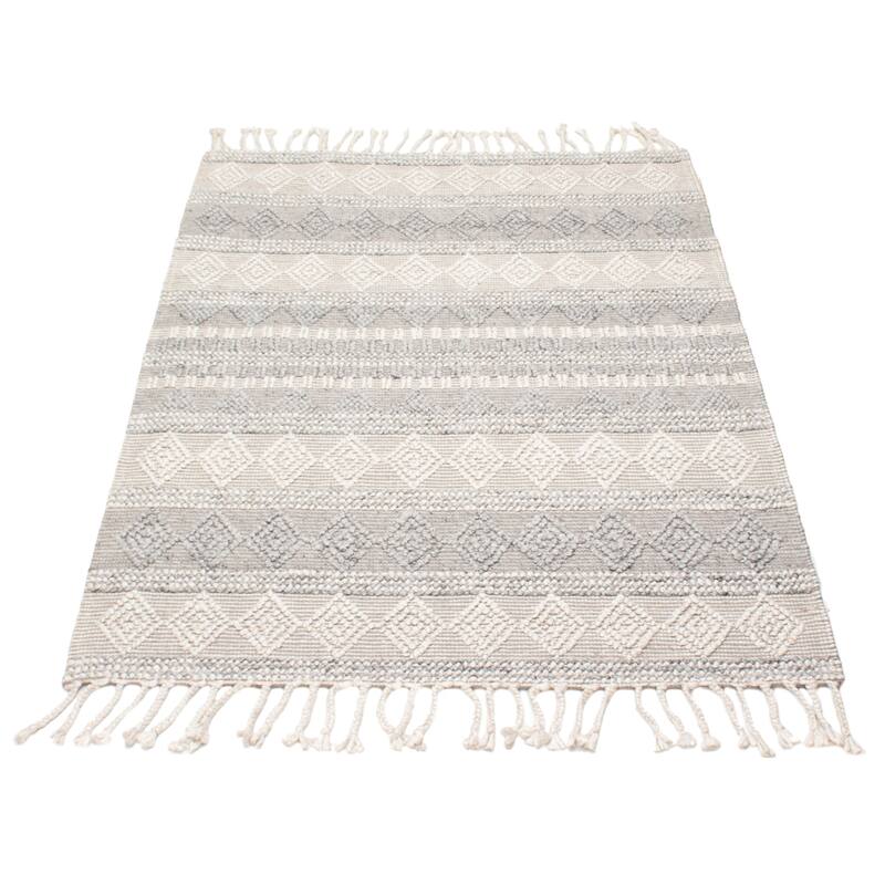 ECARPETGALLERY Braid weave Sienna Grey Wool Rug - 5'3 x 7'4