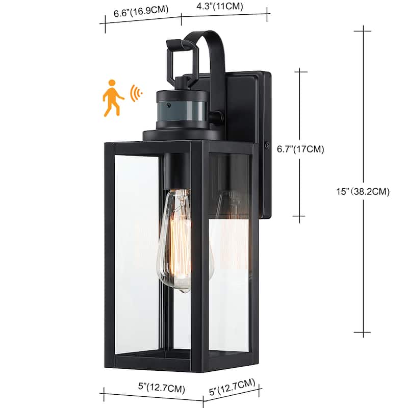 1-Light Motion Sensor Outdoor Wall Light - Matte Black
