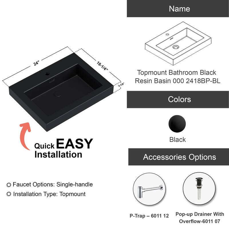 Dowell 18" FTB Resin Bathroom Vanity Basin