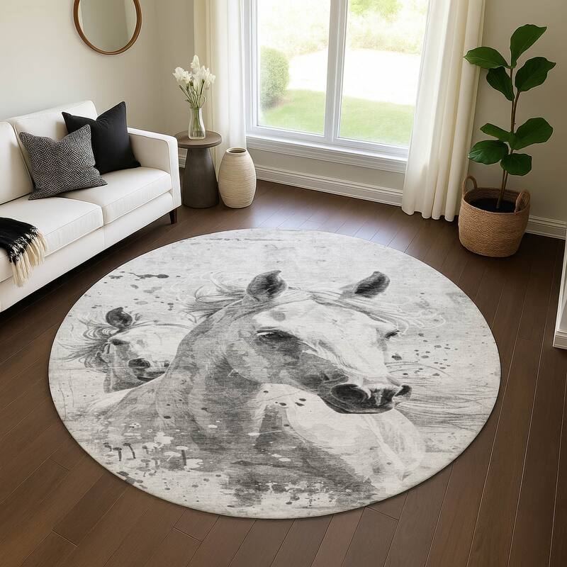 Premium Washable Super Soft Prince Horse Mayfield Rug - Gray - 8' x 8'