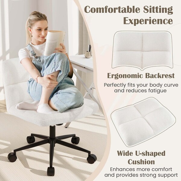 Costway Cross Legged Chair with Wheels Padded Seat