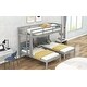 preview thumbnail 5 of 7, Triple Twin Bunk Bed with Full-Length Guardrail and Built-in Storage Drawer
