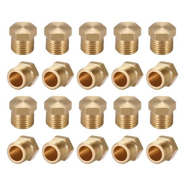 Brass Pipe Fitting, Cored Hex Head Plug 1/8"G Male Connector Coupling 20pcs - 1/8" G 20pcs
