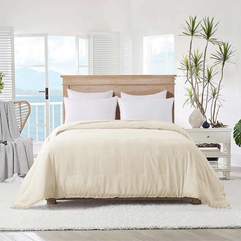 Ruffled Edge Down Alternative Blanket - King - Ivory/Cream