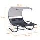 preview thumbnail 27 of 37, Outdoor Double Chaise Lounge Chair Rocking Lounger with Sunshade Canopy - 54.5"W*67.3"D*65.7"H