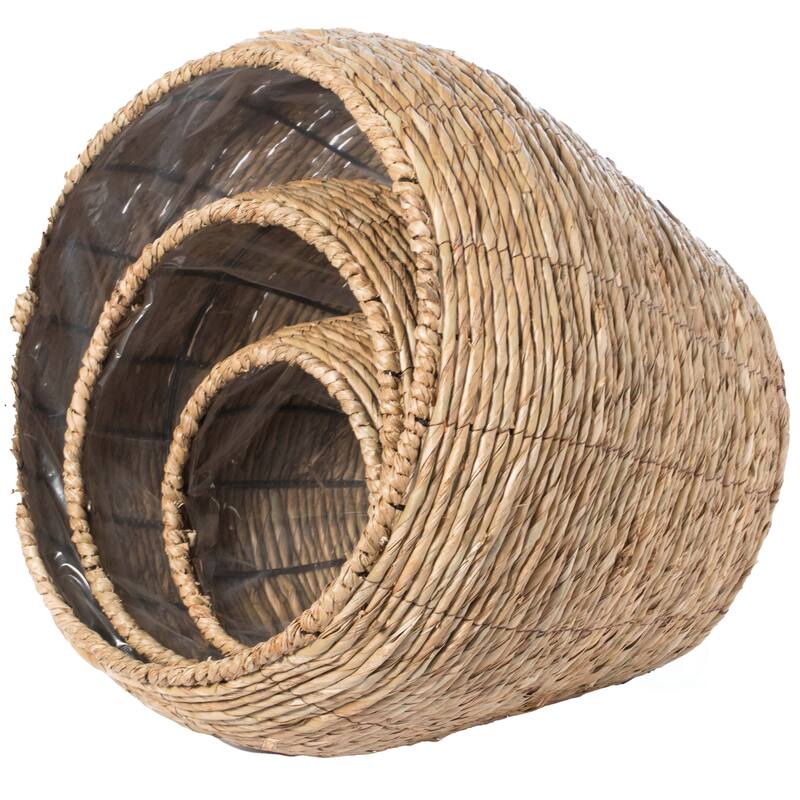 Woven Round Flower Pot Planter Basket with Leak-Proof Plastic Lining