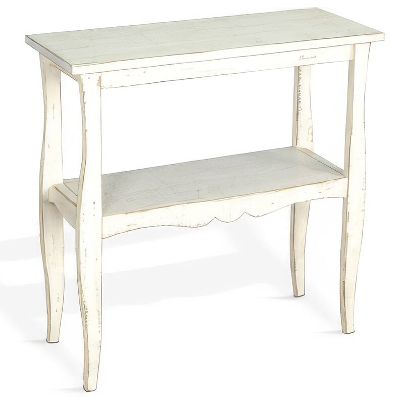 28 in. Distressed White Rectangle Wood End Table, Sturdy Build End Side Table for Living Rooms