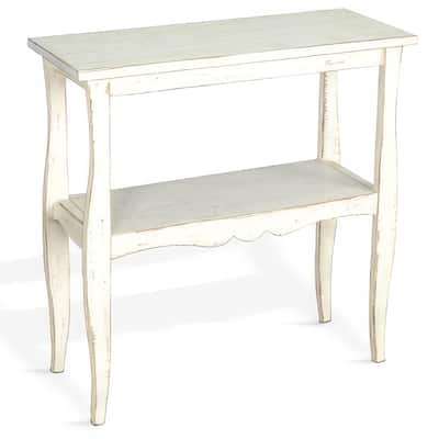 28 in. Distressed White Rectangle Wood End Table, Sturdy Build End Side Table for Living Rooms