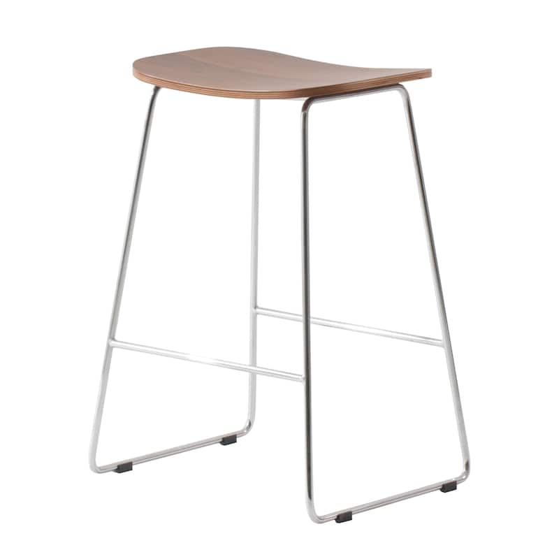 Melrose Modern Wood Saddle Seat Counter Stool by Set of 2 LeisureMod - 26"