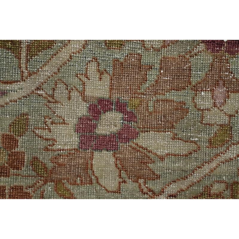 Hand Knotted Oriental 100% Wool Carpet Traditional Floral Navy Blue & Blues Tabriz Area Rug - 16' 0'' X 11' 2''