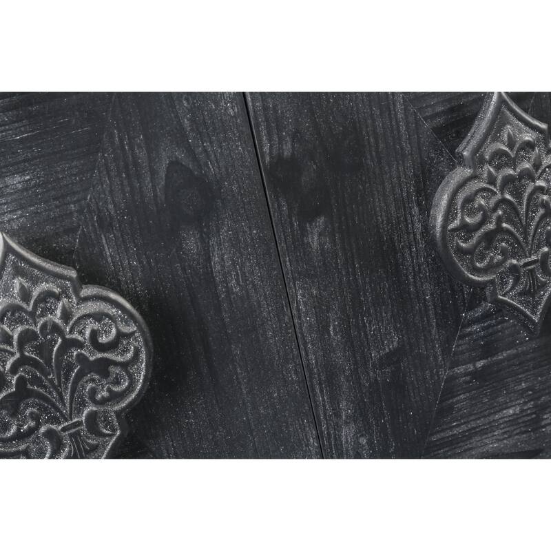 4-Door Wooden Sideboard Buffet, Storage Cabinet with Carved Flower Handles, Accent Cabinet with Adjustable Shelves