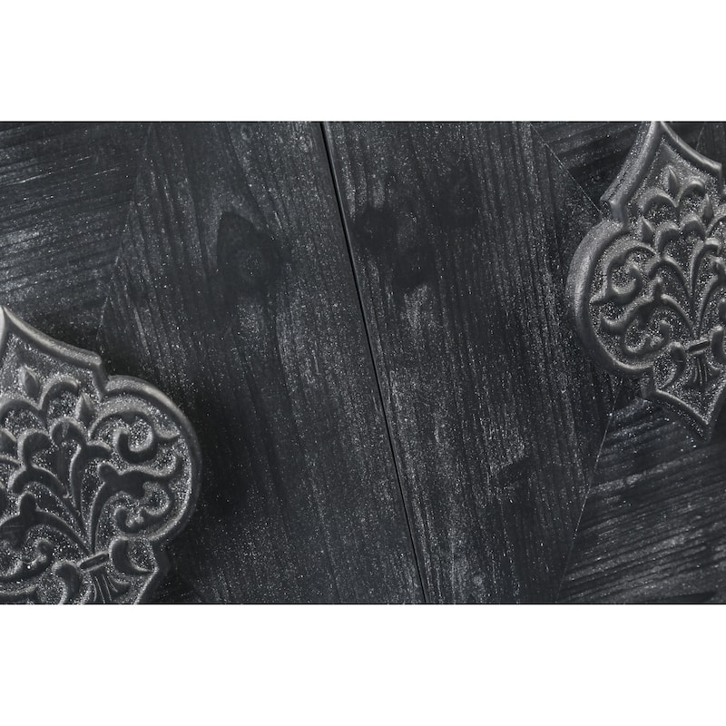Antique 4-Door Sideboard Buffet Cabinet with Carved Flower Handles for Living Room or Kitchen