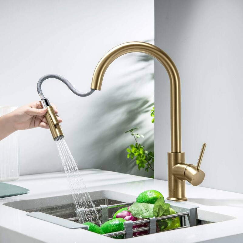 Circular Single Handle Pull Down Kitchen Faucet