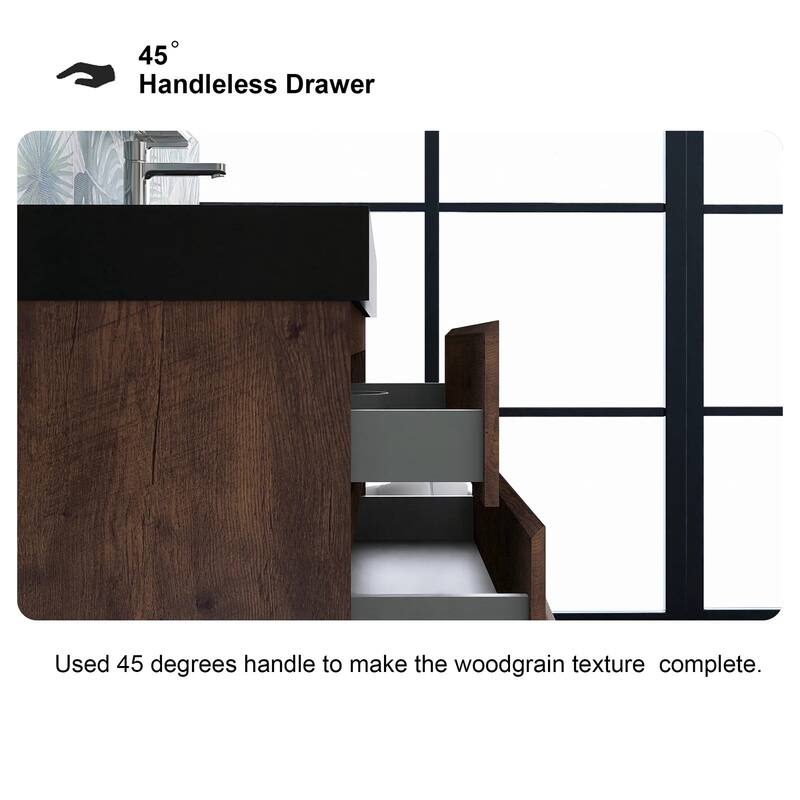 Single Sink Floating Bath Vanity in with Solid Surface Top