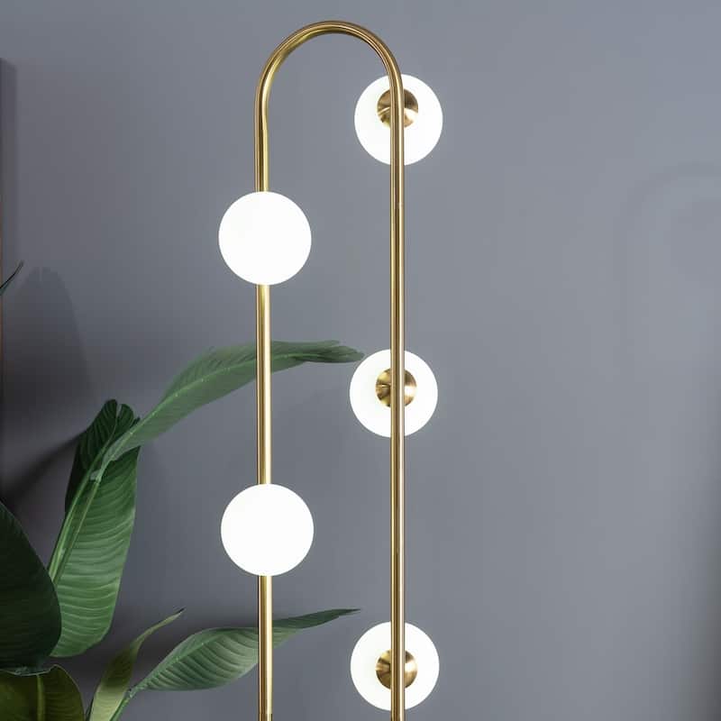 Ivette Brass Floor Lamp with Globe Lights