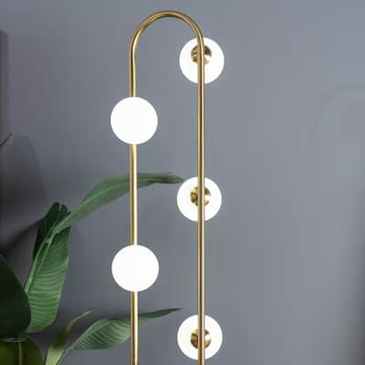 Ivette Brass Floor Lamp with Globe Lights