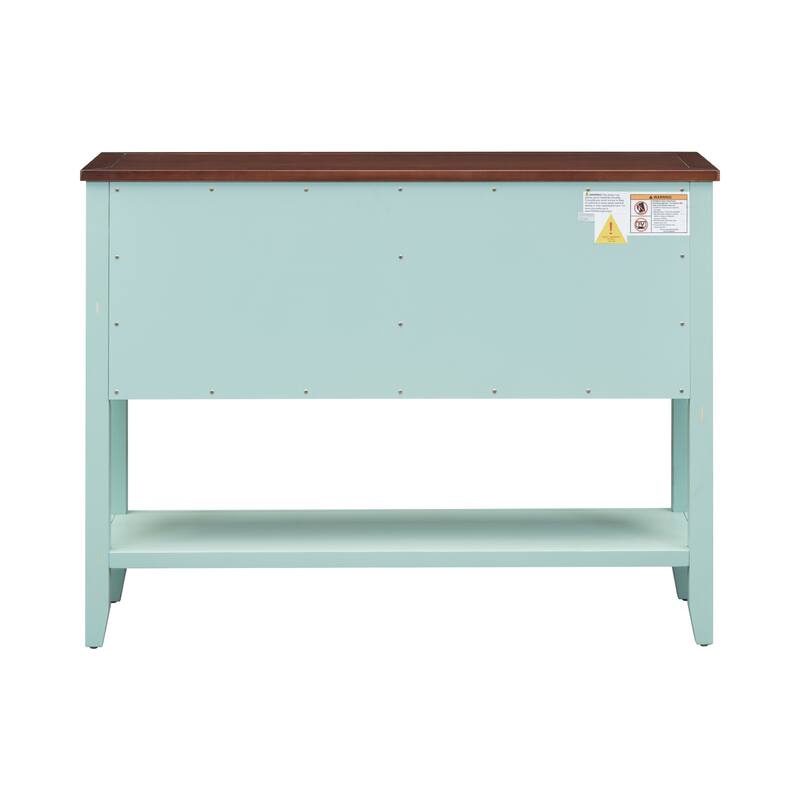 Vintage Console Table with Four Small Drawers and Bottom Shelf