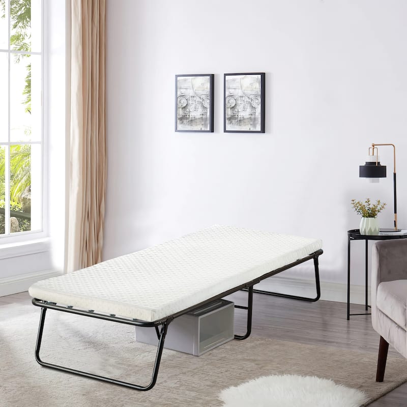 Onetan, 14" Folding Bed with Luxurious Memory Foam Mattress, Portable Guest Bed