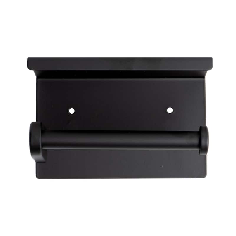 ALFI brand ABTPC66-BLA Black Matte Stainless Steel Toilet Paper Holder with Shelf
