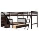 preview thumbnail 1 of 44, Twin over Full L-Shaped Wooden Bunk Bed,Sloping Ladder and Staircase Espresso