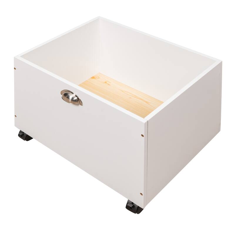 Twin Size Loft Bed with Two Storage Boxes and Climbing Frame - White