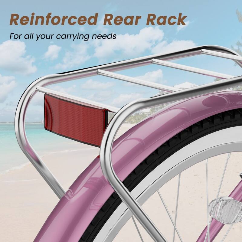 Beach Cruiser Bike for Women and Men, 24/26 Inch 7-Speed Adult Bicycle