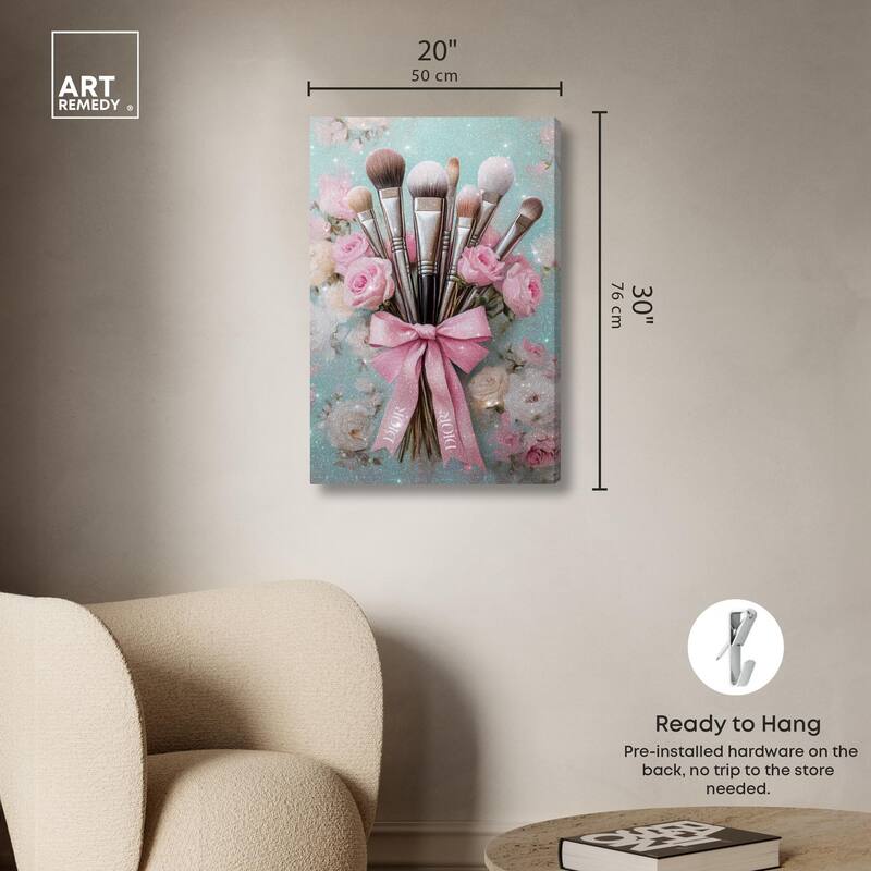 Bouquet of Make Up Brushes Canvas by Art Remedy, Gallery Wrapped