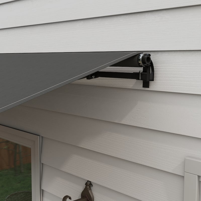 Outsunny 12' x 10' Retractable Awning, Patio Awning Sunshade Shelter with Manual Crank Handle, 280gsm UV Resistant Fabric