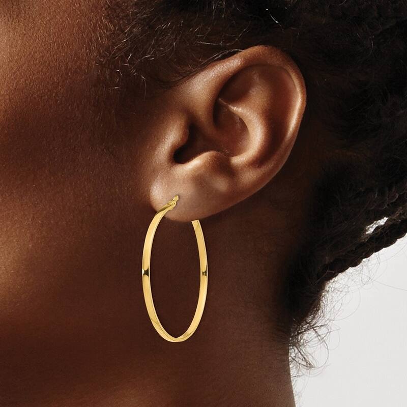 Curata 14k Yellow Gold Polished 35x2mm Domed Hoop Earrings