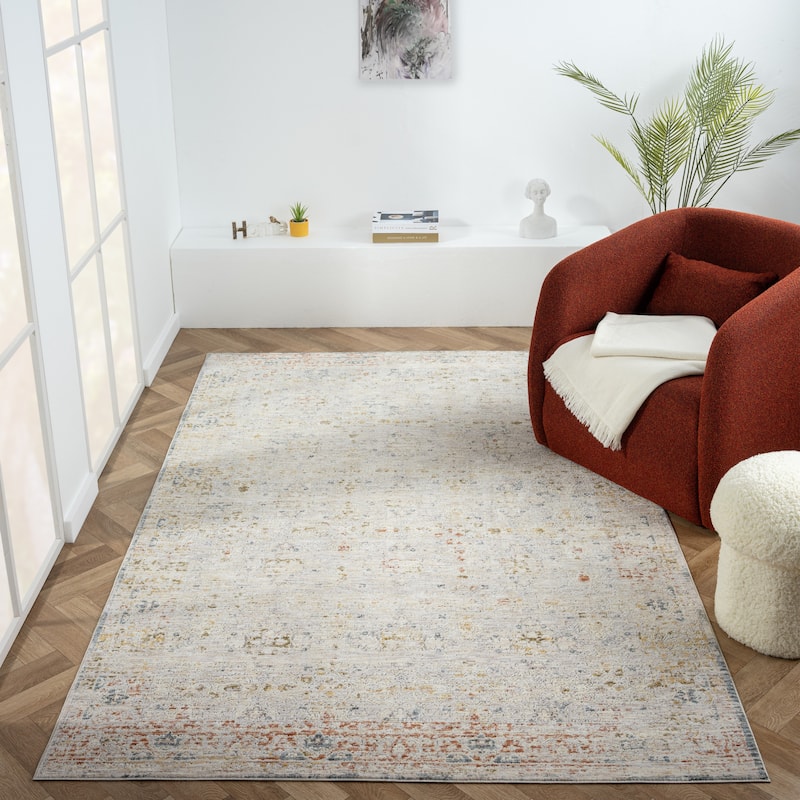 Sevita Light Gray/Blue Classic Traditional Indoor Area Rug