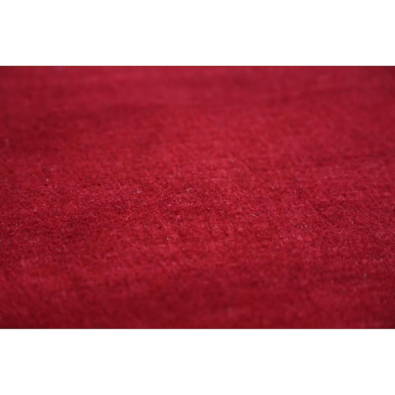 Hand Knotted Oriental 100% Wool Carpet Traditional Solid Red Kashan Runner Rug - 32' 7'' X 3' 3''