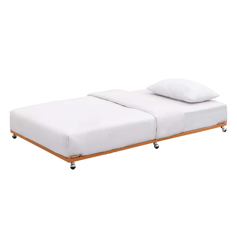 Moley Metal Twin Trundle Bed Frame with Modern Sleek Design - Glacier