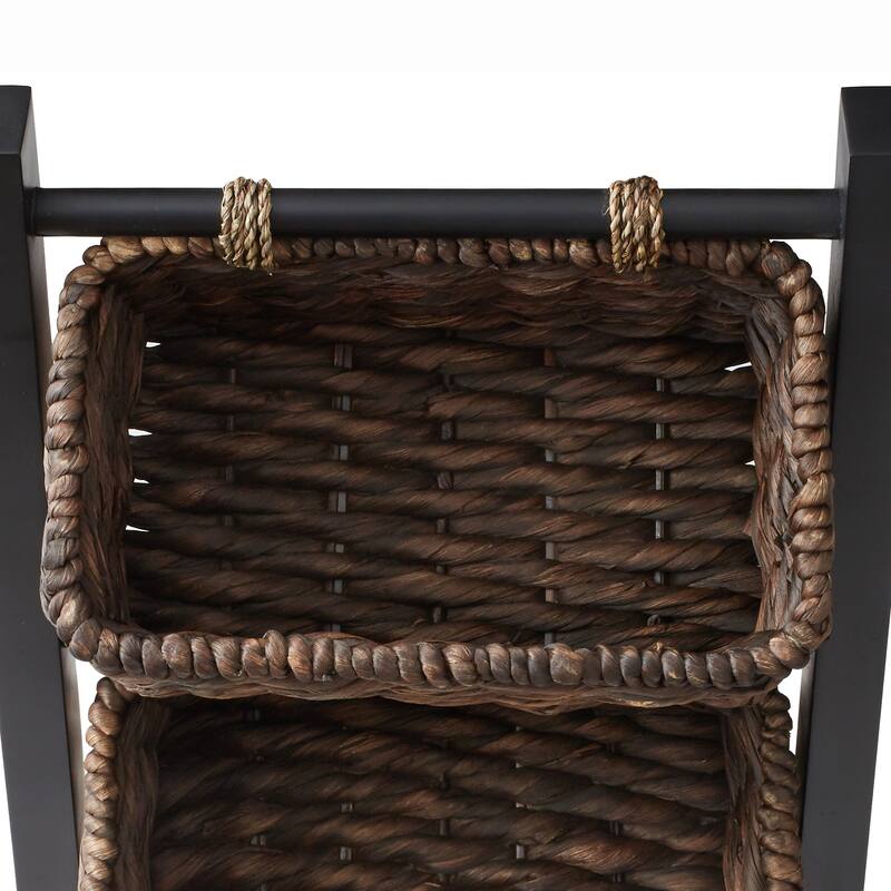 3Tier Floor Stand with Hyacinth Storage Basket Bins