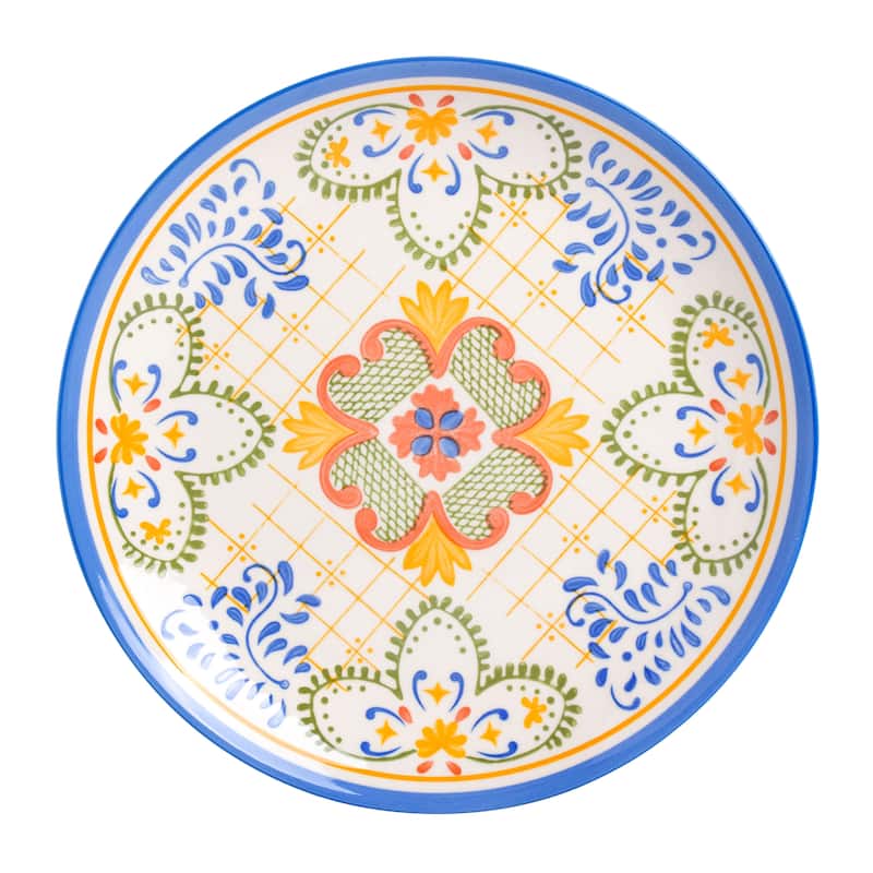 Laurie Gates Tierra Tile 12Pc Round Stoneware Dinnerware Set
