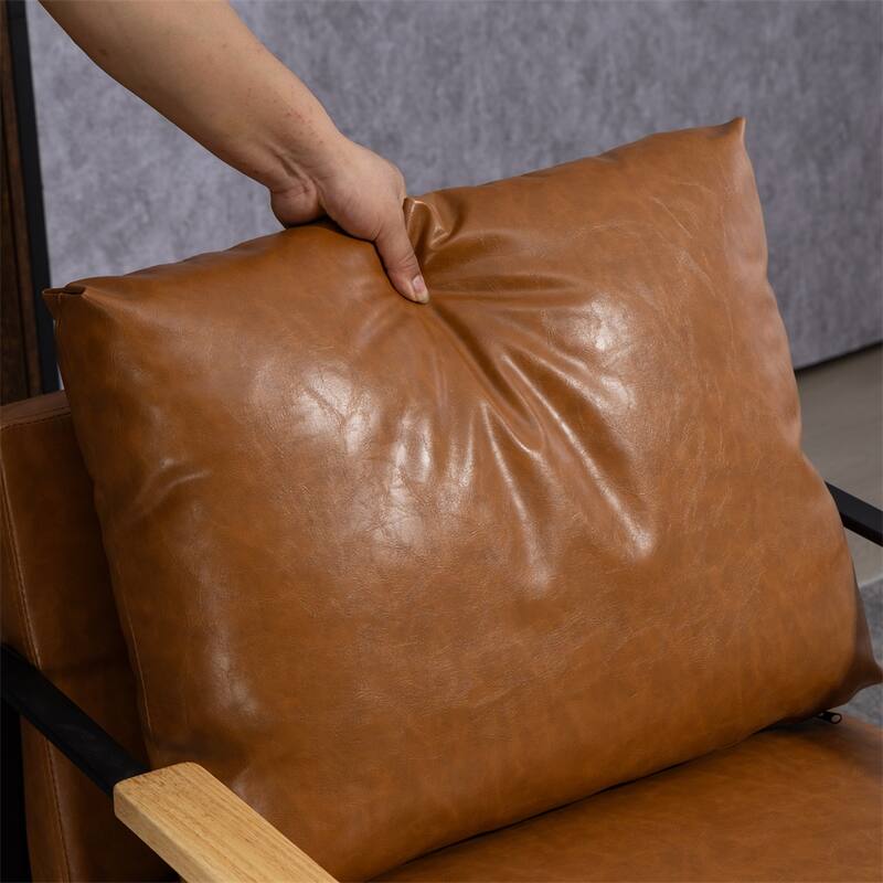 Leather Accent Chair with Metal Frame for Living Room
