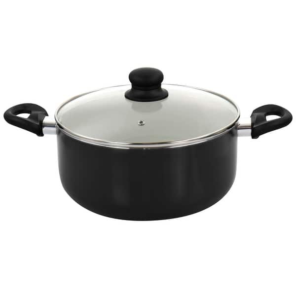 Pots and Pans Set Ceramic Nonstick Black Cookware Sets, 5 Pcs Set w/Frying Pan, Pot & Saucepan