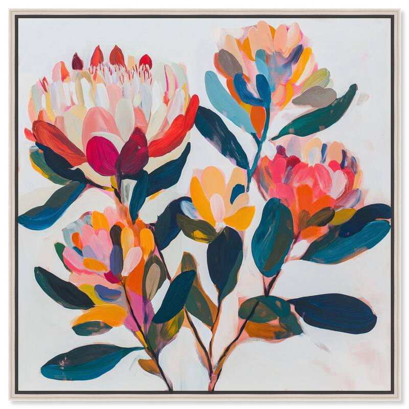 Contemporary Flora I Canvas by Art Remedy - Silver - 20" x 20"