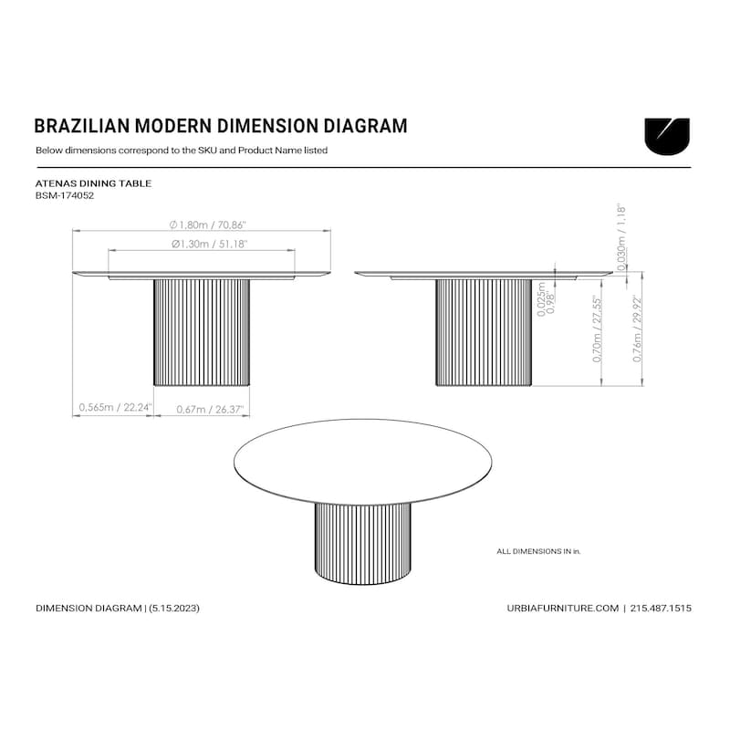 Urbia Atenas 71" Round Dining Table