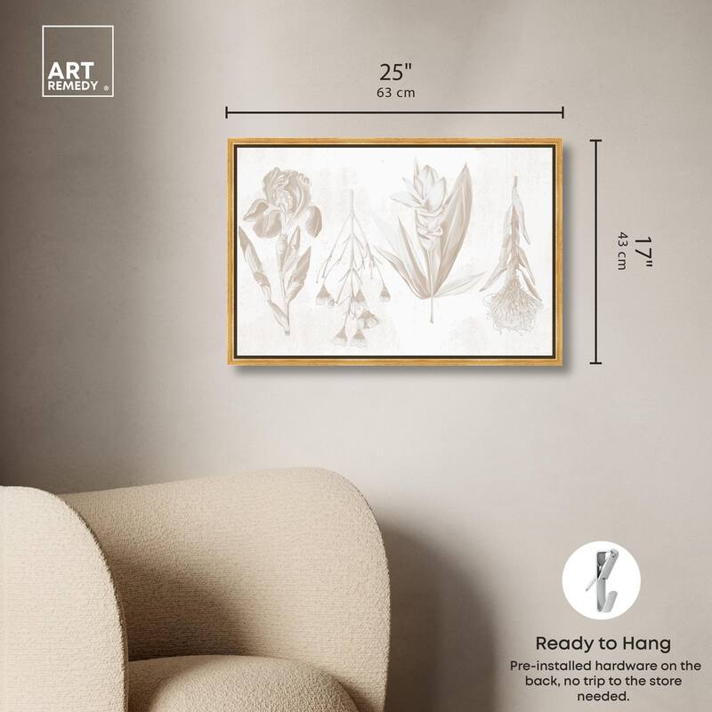 White Pressed Flora Canvas by Art Remedy