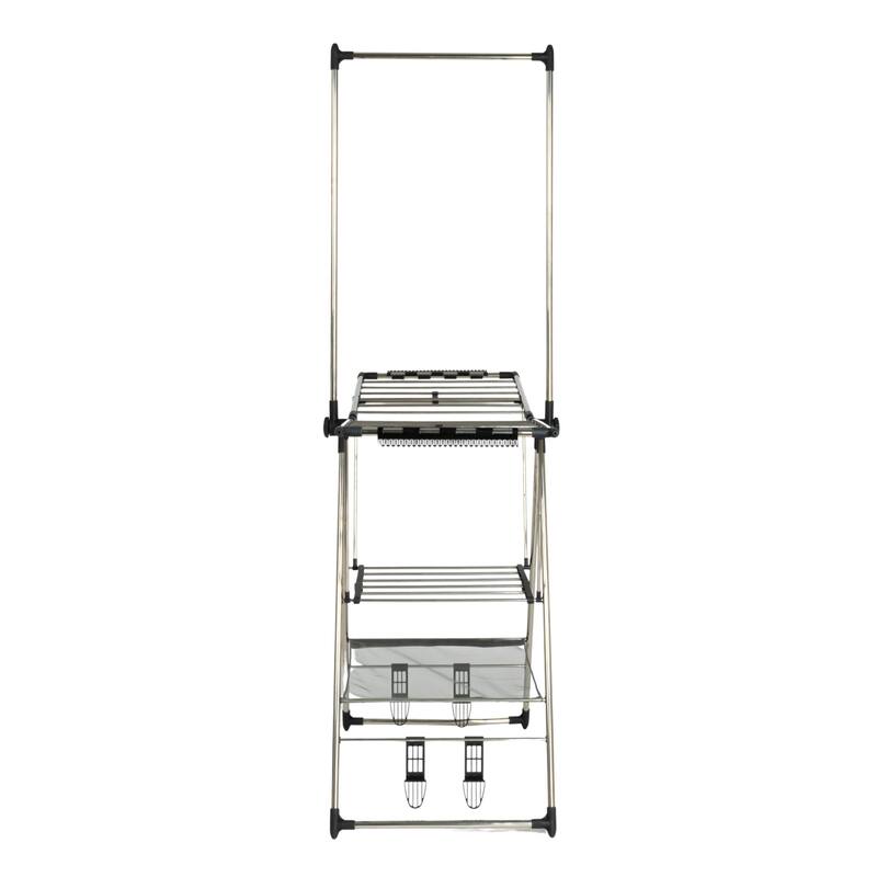 Household Essentials Multi Tier Stainless Steel Drying Rack with T Bar and Side Wings