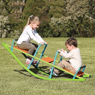 Kids Seesaw Teeter Totter, 3-Person Metal Teeter Totter, Age 3-10 - 59.44"L x 18.11"W x 20.47"H